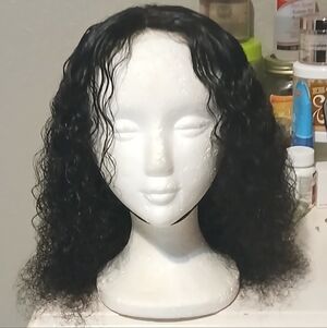 Glueless Black Curly Drawstring Human Hair W/Elastic Band